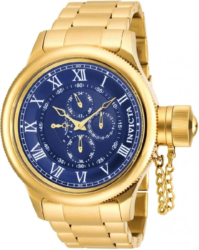 Lightweight face watches-Invicta Men's 17667 Russian Diver Chronograph Gold-Tone Silver Watch