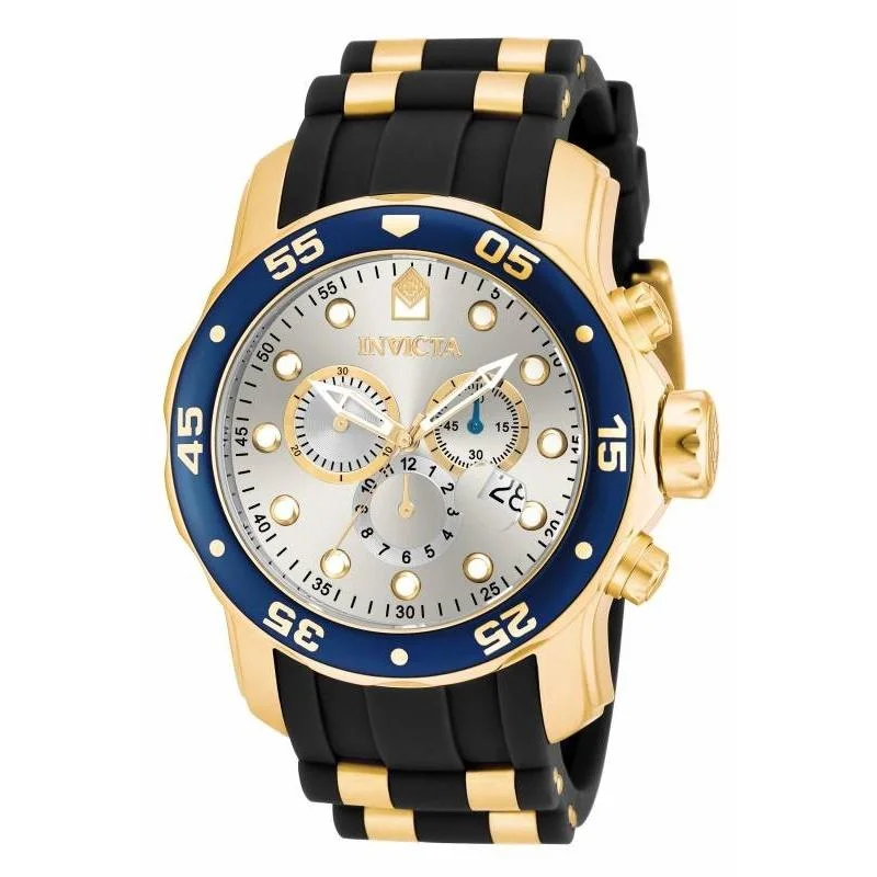 Sapphire dial watches-Invicta Men's 17880 Pro Diver Scuba Multi-Function Black and Gold-tone Polyurethane Watch