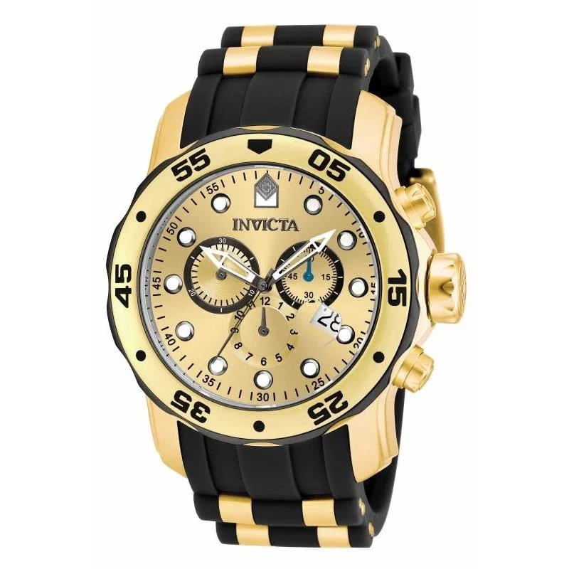 Eco-friendly watches-Invicta Men's 17885 Pro Diver Scuba Black and Gold-Tone Polyurethane Watch