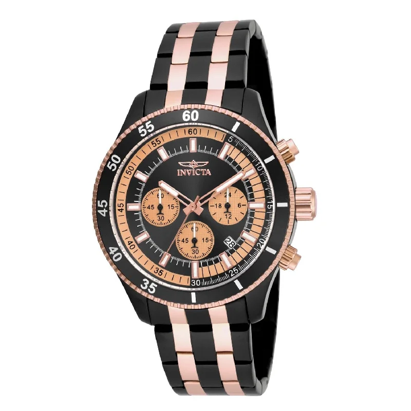 Mother-of-pearl watches-Invicta Men's 18057 Specialty Rose-tone and Black Stainless Steel Watch