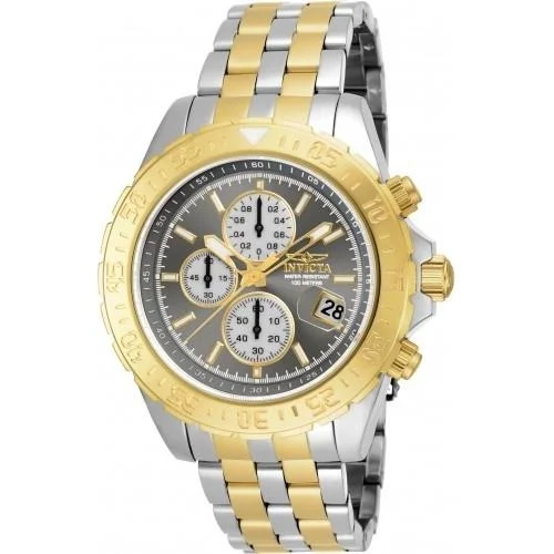 Stainless steel watches-Invicta Men's 18852 Aviator Multi-Function Gold-tone and Silver Stainless Steel Watch