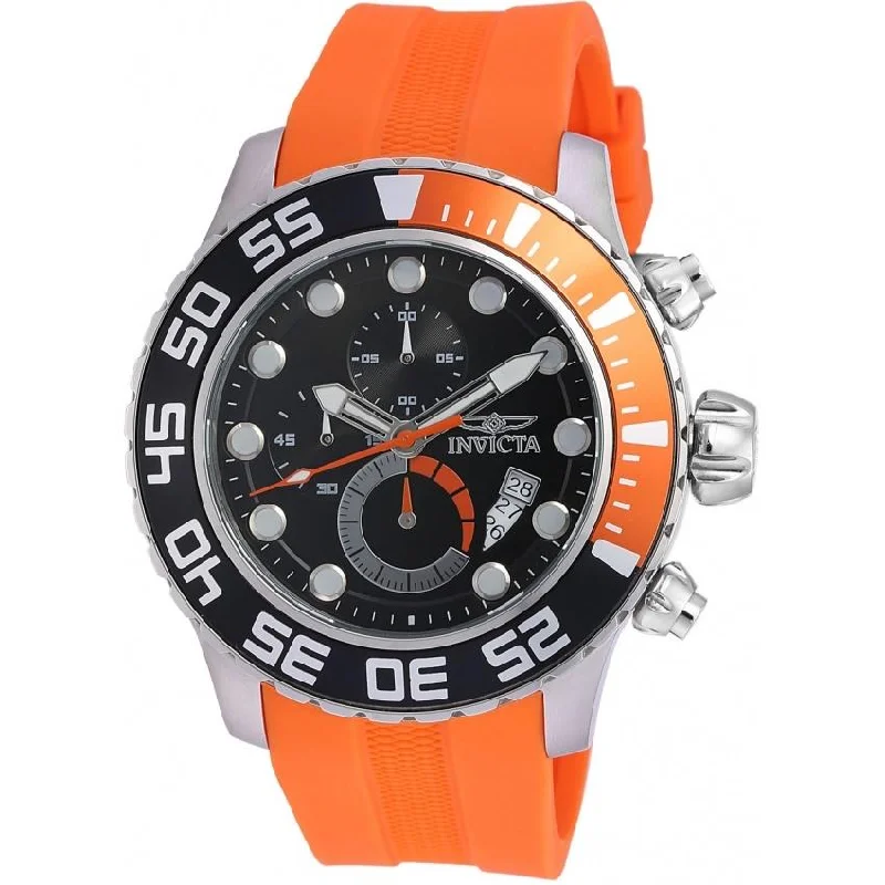 Sporty chronograph watches-Invicta Men's 19243 Pro Diver Multi-Function Orange Polyurethane Watch