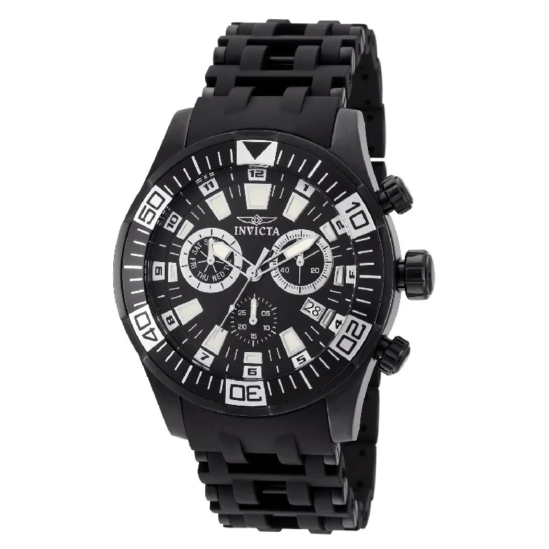 Bold bezel watches-Invicta Men's 19533 Sea Spider Black and Silver Polyurethane and Stainless Steel Watch