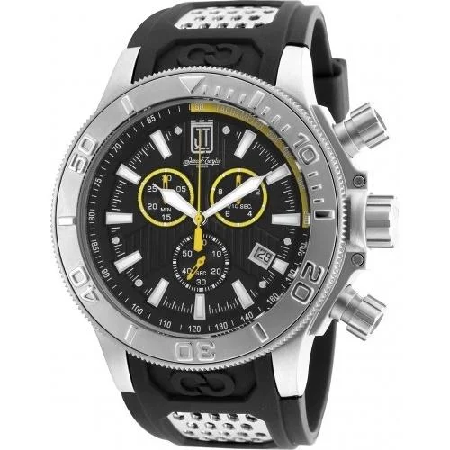 Lightweight strap watches-Invicta Men's 19576 Jason Taylor Chronograph Black and Silver Polyurethane and Stainless Steel Watch