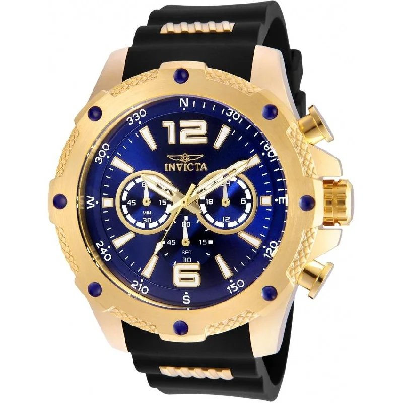 Textured band watches-Invicta Men's 19659 I-Force Black and Gold-Tone Polyurethane and Stainless Steel Watch