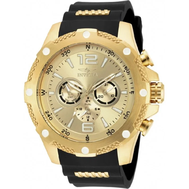 Rose gold face watches-Invicta Men's 19660 I-Force Chronograph Black and Gold-Tone Polyurethane Watch