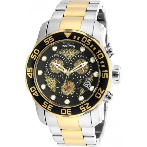 Crafted leather watches-Invicta Men's 19839 Pro Diver Black and Gold-tone Stainless Steel Watch