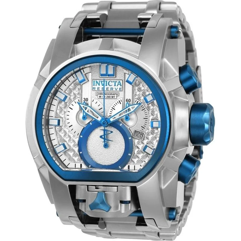 Quartz movement watches-Invicta Men's 20112 Reserve Bolt Zeus Silver and Blue Inserts Stainless Steel Watch