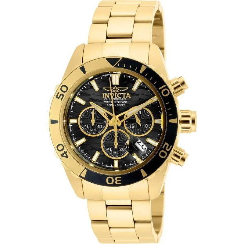 Bold design watches-Invicta Men's 20187 Pro Diver Chronograph  Gold-Tone Stainless Steel Watch