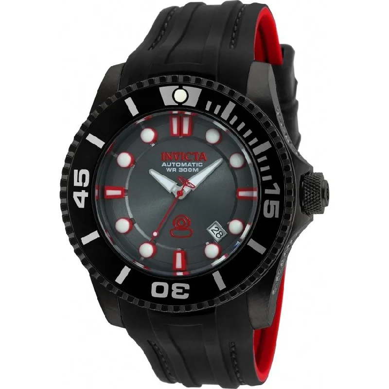 Elegant gold watches-Invicta Men's 20205 Pro Diver Automatic Black and Red Polyurethane Watch