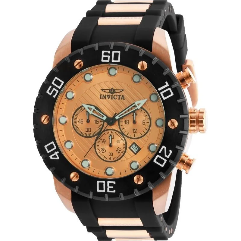 Modern analog watches-Invicta Men's 20281 Pro Diver Scuba Rose-tone and Black Polyurethane and Stainless Steel Watch