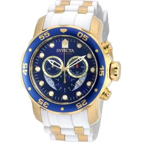 Dainty bracelet watches-Invicta Men's 20288 Pro Diver Scuba Chronograph White and Gold inserts Polyurethane and Stainless Steel Watch