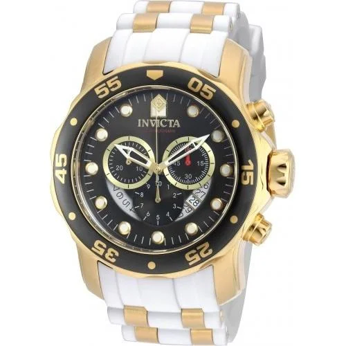 Waterproof sport watches-Invicta Men's 20289 Pro Diver Scuba Chronograph White and Gold inserts Polyurethane and Stainless Steel Watch