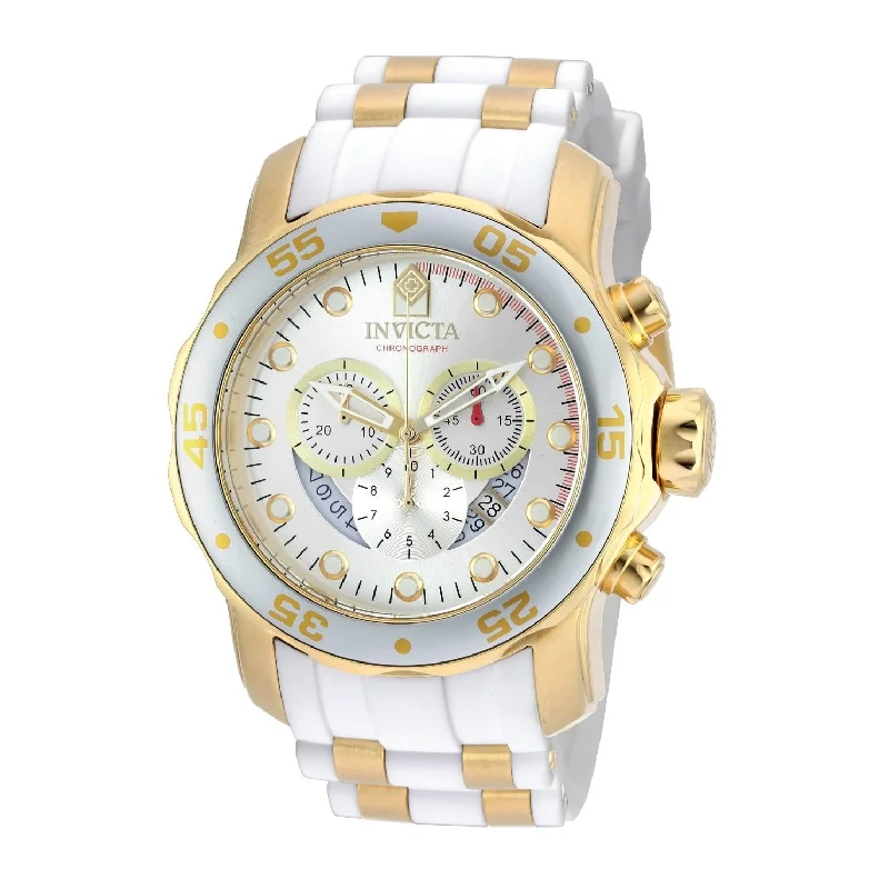 Sapphire dial watches-Invicta Men's 20291 Pro Diver White and GLD Ins Polyurethane and Stainless Steel Watch