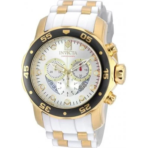 Eco-friendly watches-Invicta Men's 20292 Pro Diver Scuba Chronograph White and GLD Ins Polyurethane and Stainless Steel Watch