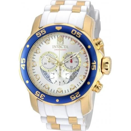 Slim metal watches-Invicta Men's 20293 Pro Diver White and GLD Ins Polyurethane and Stainless Steel Watch