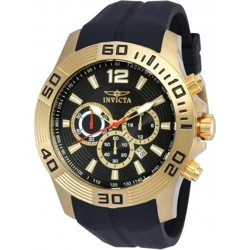 Retro style watches-Invicta Men's 20300 Pro Diver Chronograph Black Polyurethane Watch