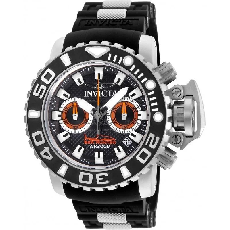 Solar-powered watches-Invicta Men's 20472 Sea Hunter Black Polyurethane and Stainless Steel Watch