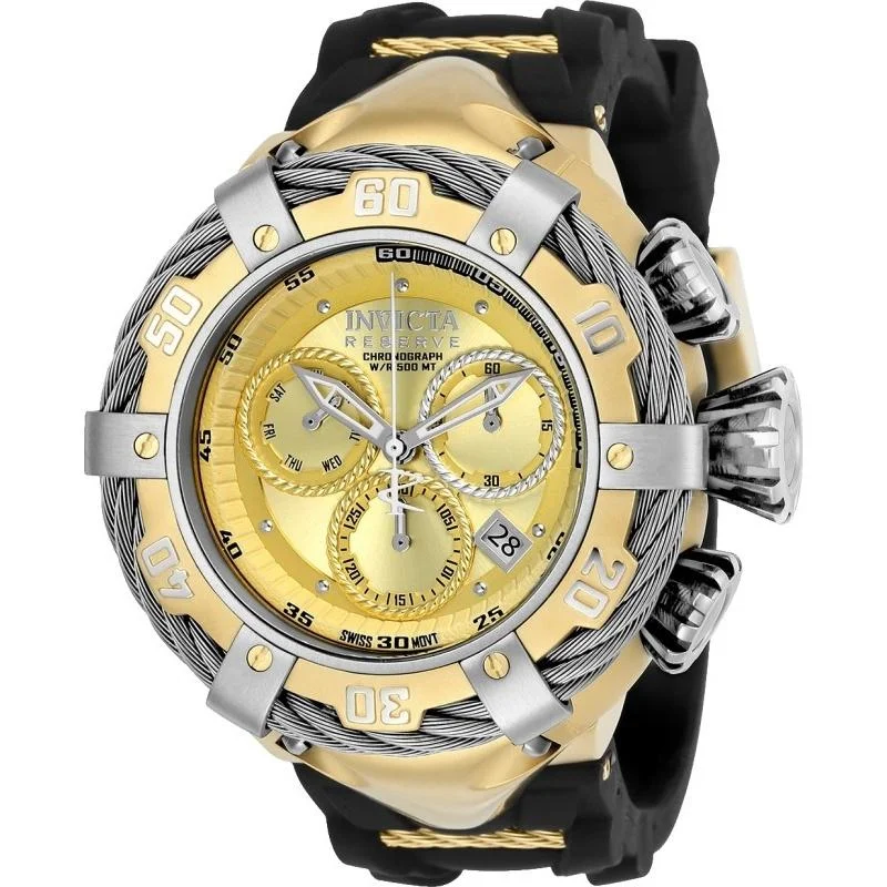 Classic leather watches-Invicta Men's 21366 Bolt Thunderbolt Black and Gold-Tone Stainless Steel Watch