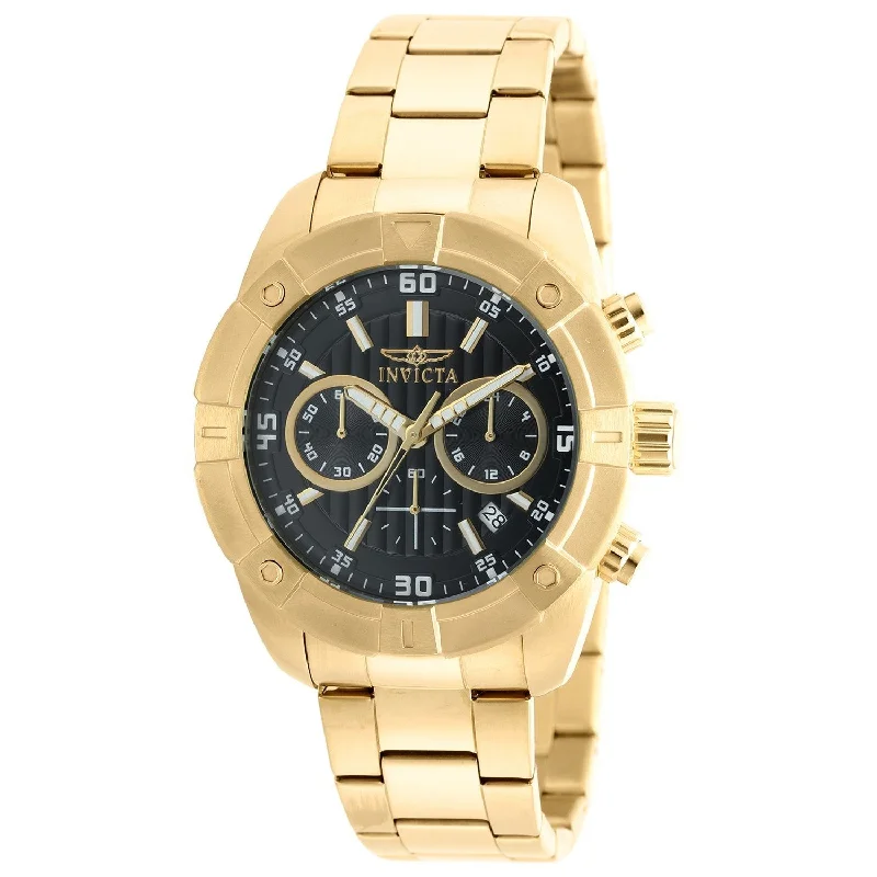 Patterned strap watches-Invicta Men's 21470 Specialty Gold-tone Stainless Steel Watch