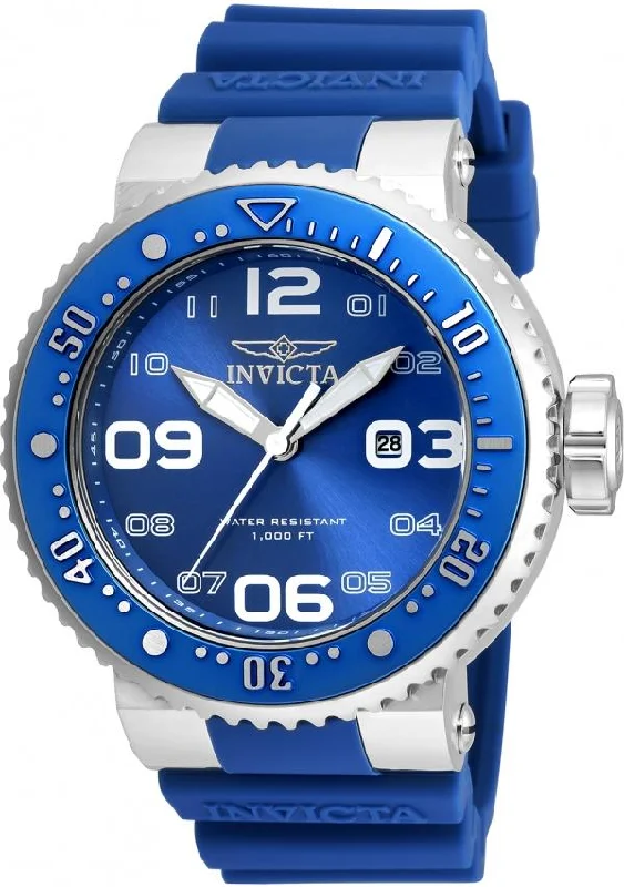 Crystal bezel watches-Invicta Men's 21519 Pro Diver Scuba Pro Blue Silicone Watch