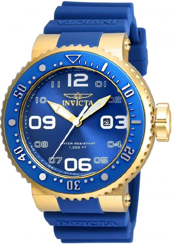 Handmade artisan watches-Invicta Men's 21522 Pro Diver Scuba Pro Blue Silicone Watch