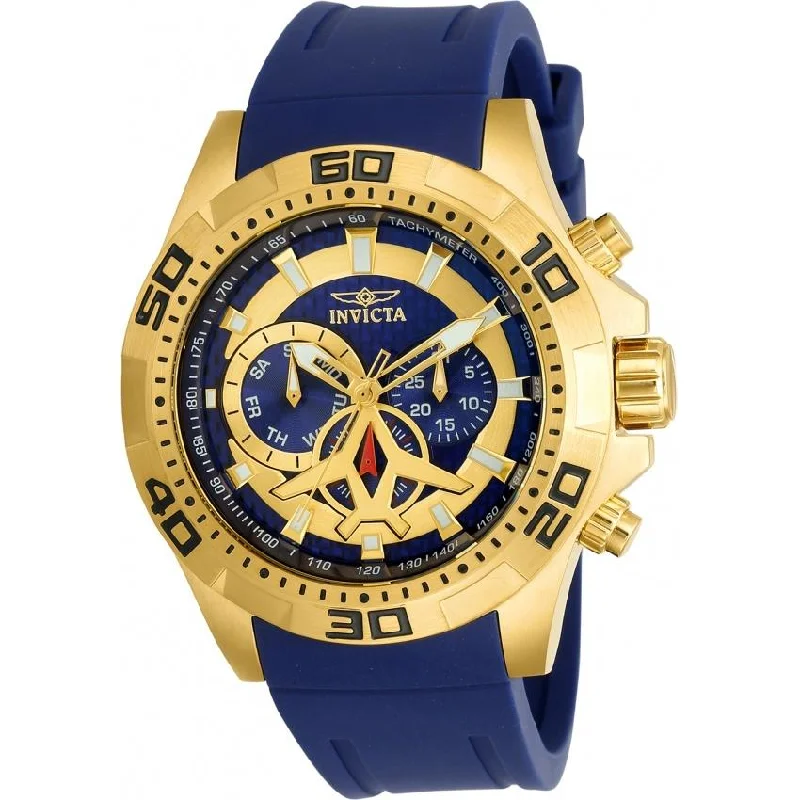 Rose gold face watches-Invicta Men's 21737 Aviator Blue Polyurethane Watch