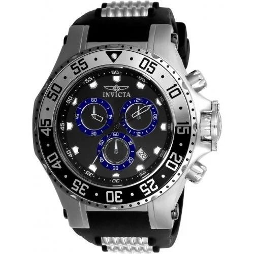 Artistic strap watches-Invicta Men's 21830 Pro Diver Black and Silver Polyurethane and Stainless Steel Watch