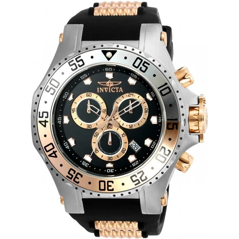 Silicone band watches-Invicta Men's 21831 Pro Diver Black and Rose-Tone Inserts Polyurethane and Stainless Steel Watch