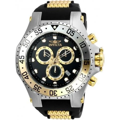 Retro digital watches-Invicta Men's 21832 Pro Diver Black and Gold-Tone Inserts Polyurethane and Stainless Steel Watch