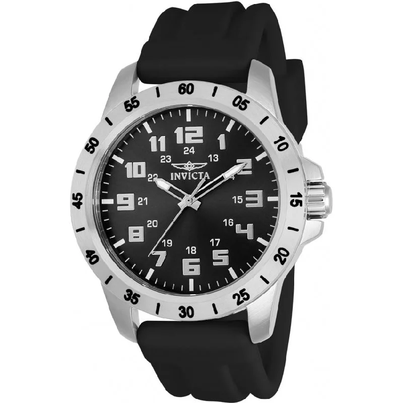 Crystal strap watches-Invicta Men's 21835 Pro Diver Black Polyurethane Watch