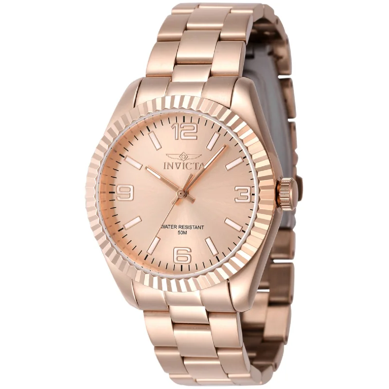 Elegant square watches-Invicta Women's Quartz Watch - Specialty Rose Gold IP Stainless Steel Bracelet | 47477