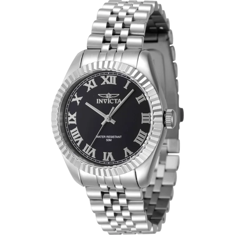 Luxury strap watches-Invicta Women's Watch - Specialty Black Dial Silver Steel Bracelet Quartz | 47408