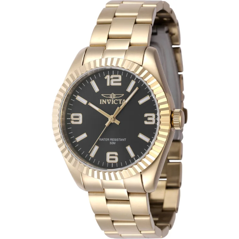 Classic slim watches-Invicta Women's Watch - Specialty Quartz Black Dial Yellow Gold Bracelet | 47473