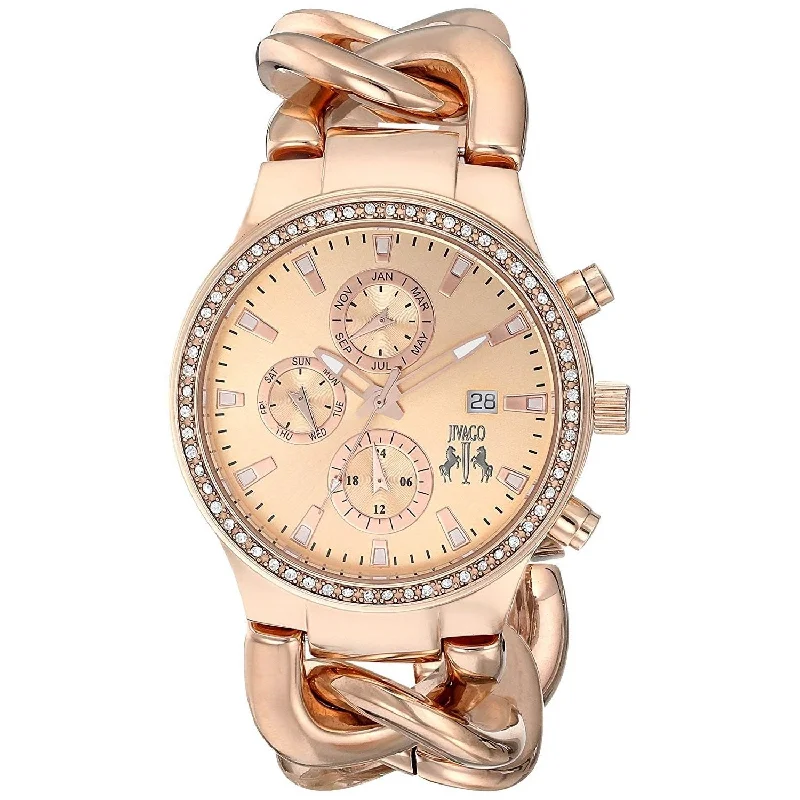 Thin strap watches-Jivago Women's JV1227 Lev Rose Gold-Tone Stainless Steel Watch