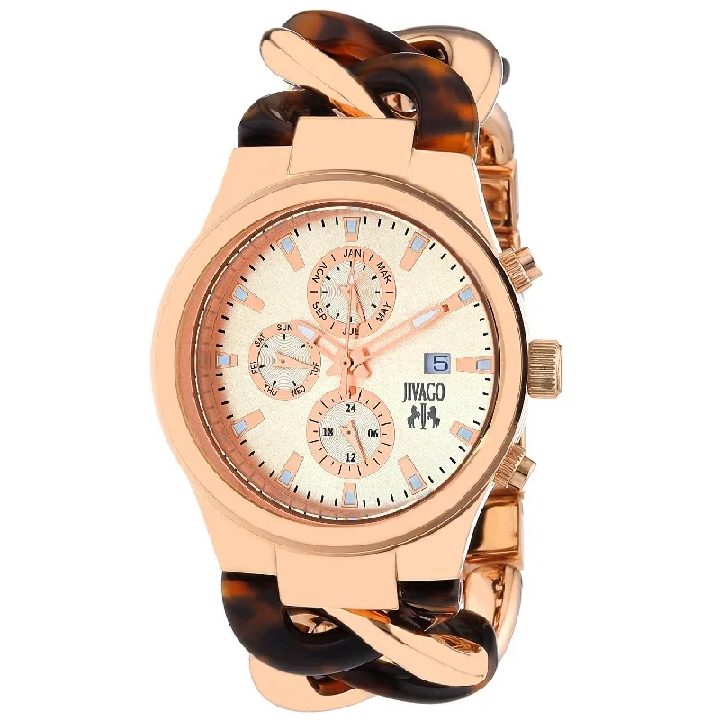 Gold mesh watches-Jivago Women's JV1229 Lev Two-Tone Stainless Steel with Tortoise Accent Watch