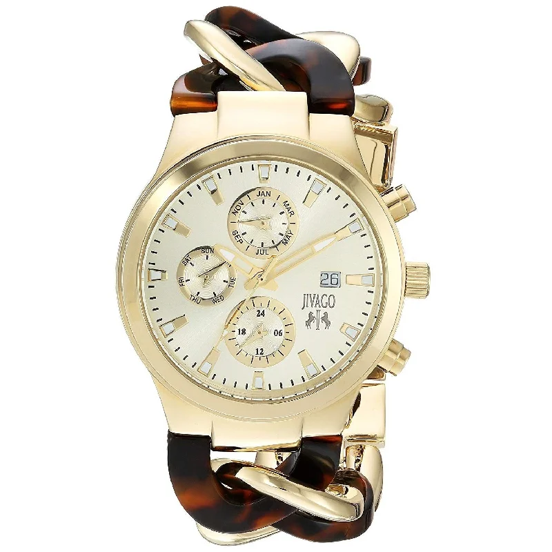 Vintage-inspired watches-Jivago Women's JV1231 Lev Two-Tone Stainless Steel with Tortoise Accent Watch