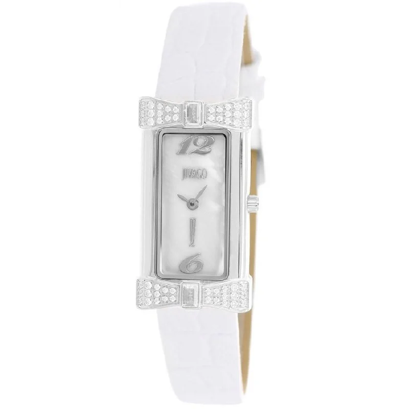 Gemstone accent watches-Jivago Women's JV1410 Charmante White Leather Watch