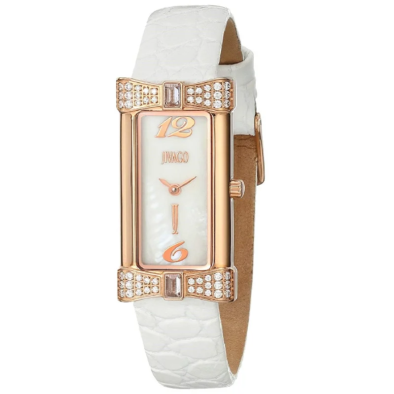 Classic leather watches-Jivago Women's JV1412 Charmante White Leather Watch