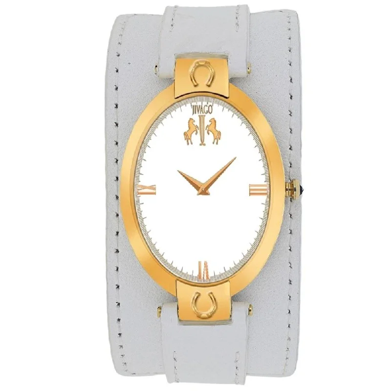 Patterned strap watches-Jivago Women's JV1837 Good luck White Leather Watch