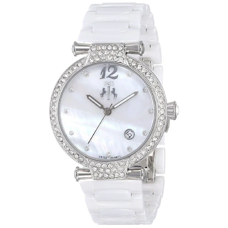 Luxury minimalist watches-Jivago Women's JV2210 Bijoux Crystal White Ceramic Watch