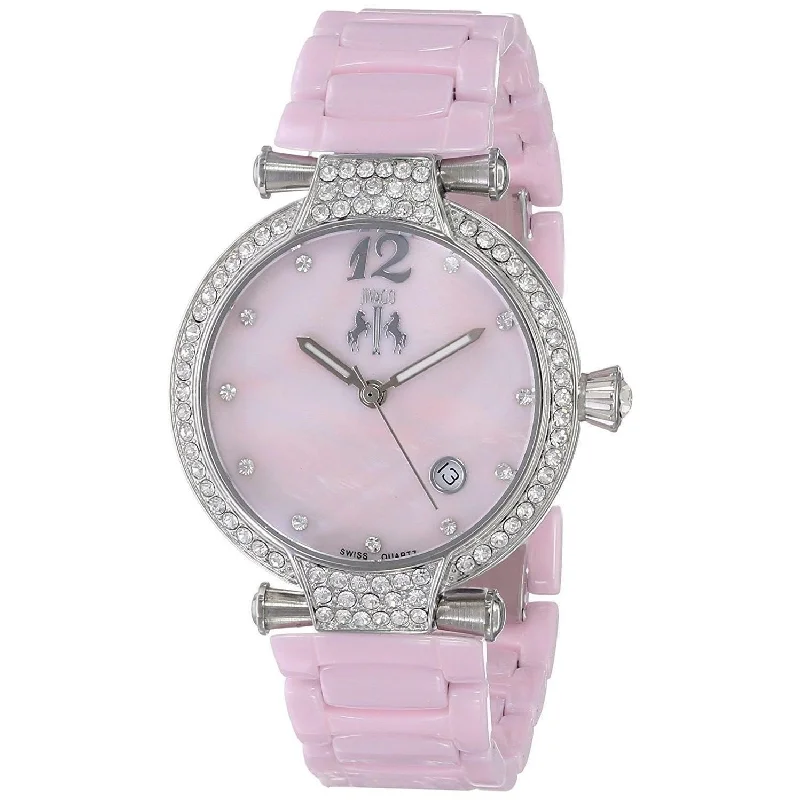 Artistic dial watches-Jivago Women's JV2213 Bijoux Crystal Pink Ceramic Watch