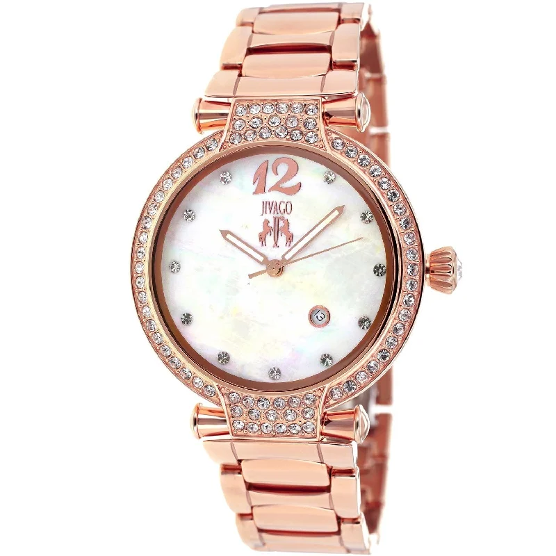 Retro analog watches-Jivago Women's JV2218 Bijoux Crystal Rose Gold-tone Stainless Steel Watch