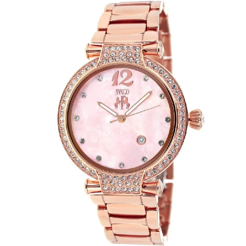 Crystal bezel watches-Jivago Women's JV2219 Bijoux Crystal Rose Gold-tone Stainless Steel Watch