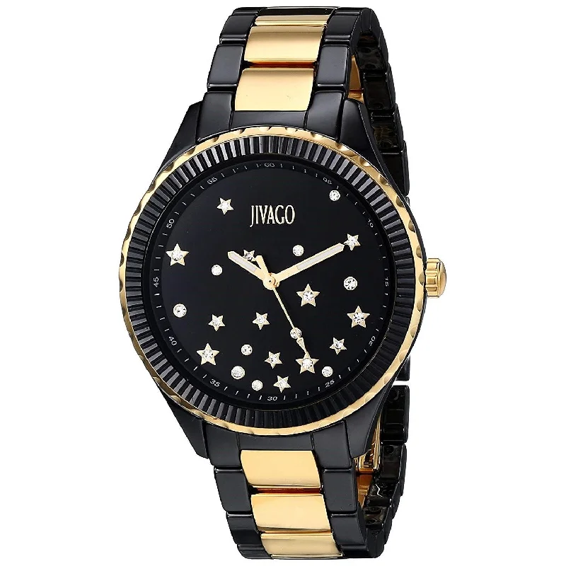 Sleek black watches-Jivago Women's JV2417 Sky Crystal Two-Tone Ceramic Watch