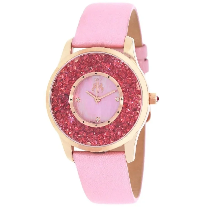 Sporty chronograph watches-Jivago Women's JV3415 Brillance Crystal Pink Leather Watch