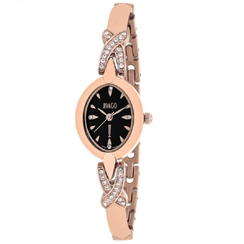 Vibrant face watches-Jivago Women's JV3613 Via Crystal Rose Gold-Tone Stainless Steel with Sets of Crystal Watch