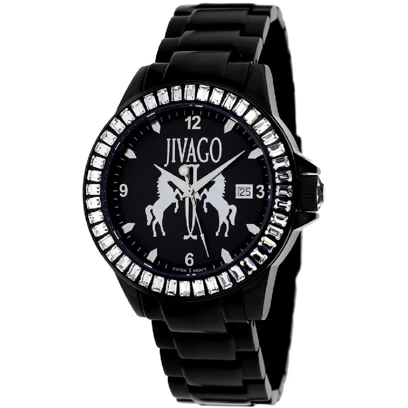 Vintage round watches-Jivago Women's JV4210 Folie Black Stainless Steel Watch