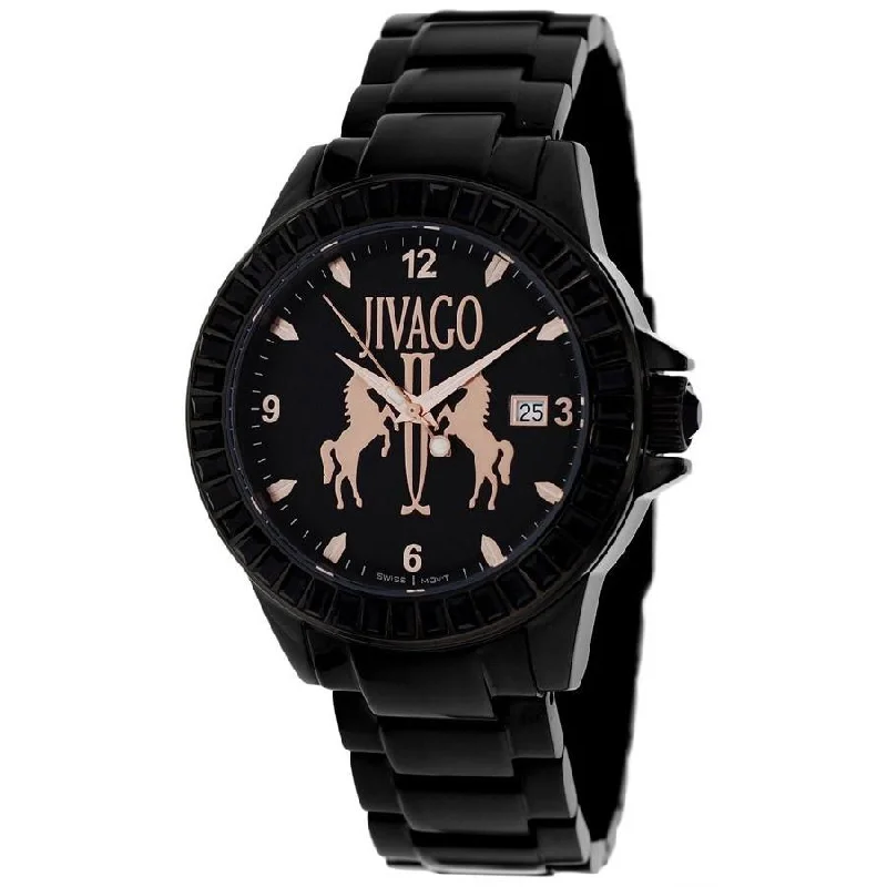 Eco leather watches-Jivago Women's JV4211 Folie Black Stainless Steel Watch