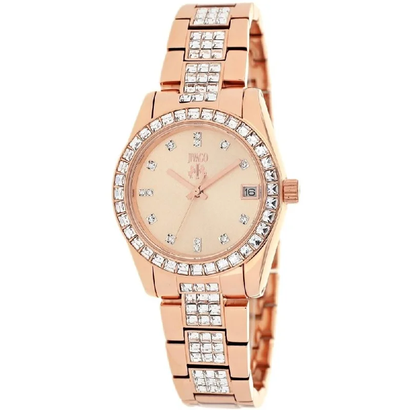 Chic analog watches-Jivago Women's JV6412 Magnifique Crystal Rose Gold-Tone Stainless Steel with Sets of Crystal Watch